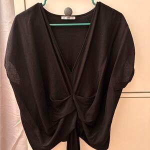Zara Black Draped Women's Blouse